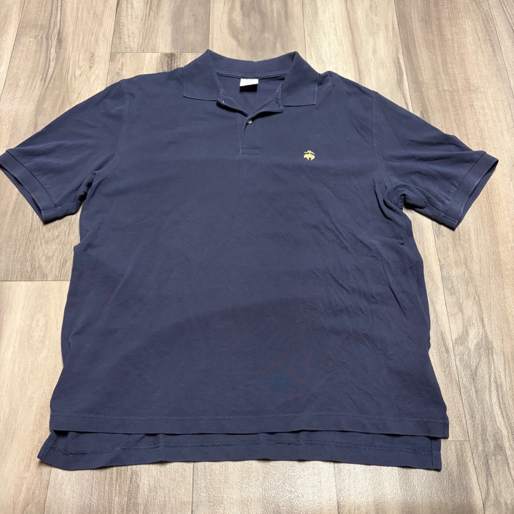 Brooks Brothers 346 Performance Polo Mens Large Navy Blue Cotton Pique Shirt